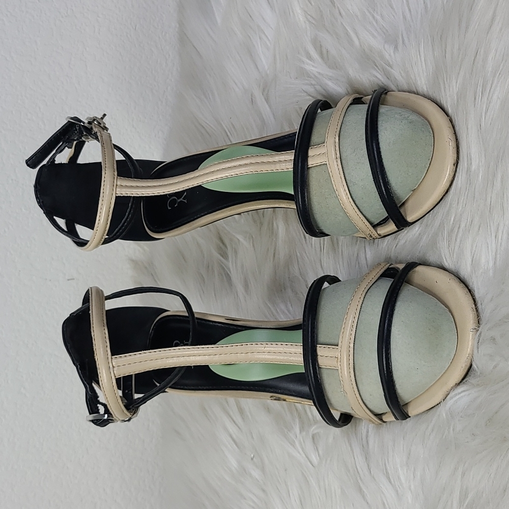 High Heel Sandals Size 9 Nude Black Strappy Classic Everyday Neutral Summer Cute - Picture 4 of 8